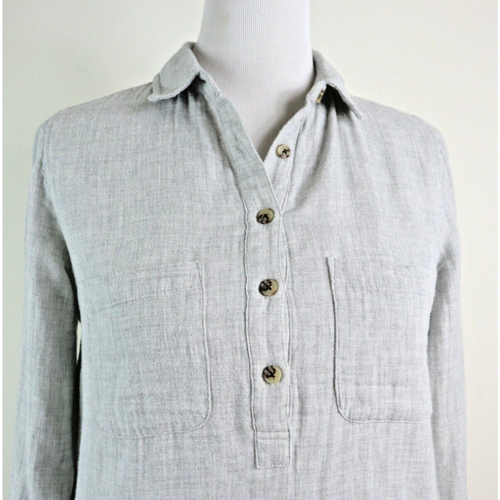 Marine Layer Size M Quinn Popover Shirt Dress Woven Cotton Gray - Picture 8 of 11